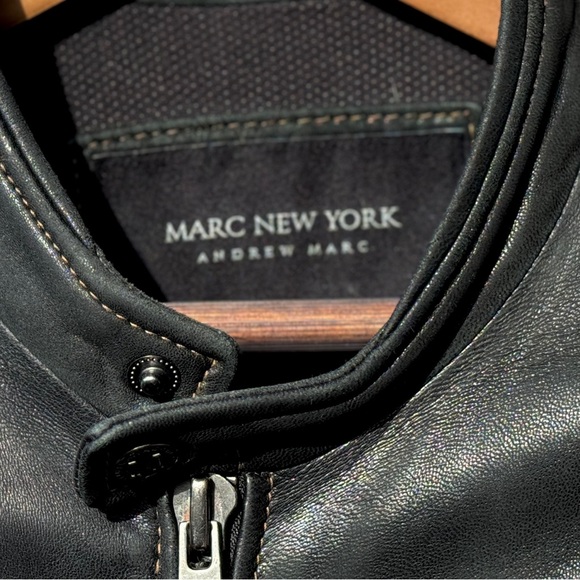 Marc New York Black Genuine Leather Cafe’ Racer Style Motorcycle Jacket - Picture 2 of 13